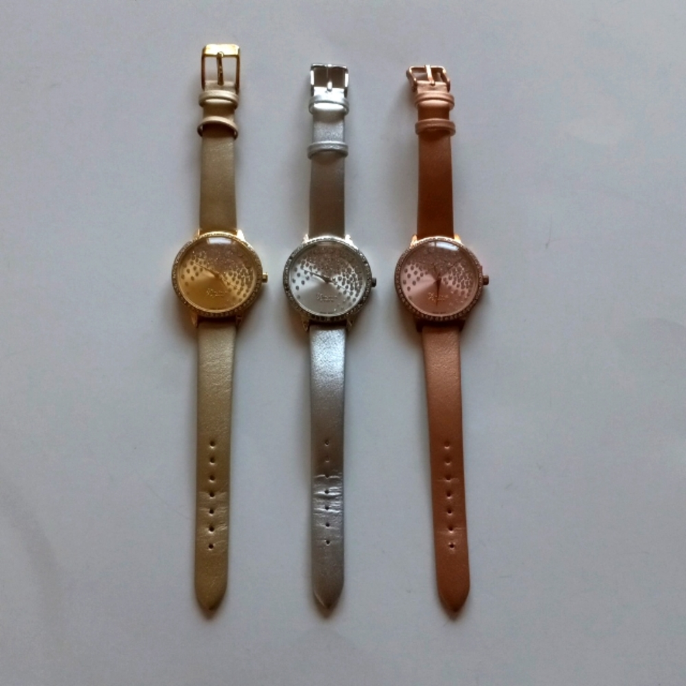 Set of 3 Geneva Platinum Women's Watches.